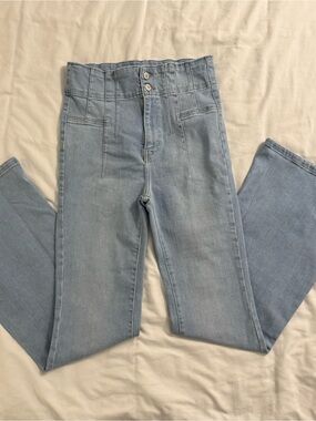 Free People Light Blue High-Waist Flare Jeans
